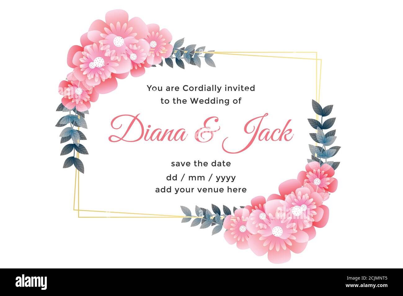 beautiful flower decorative wedding card design stock vector