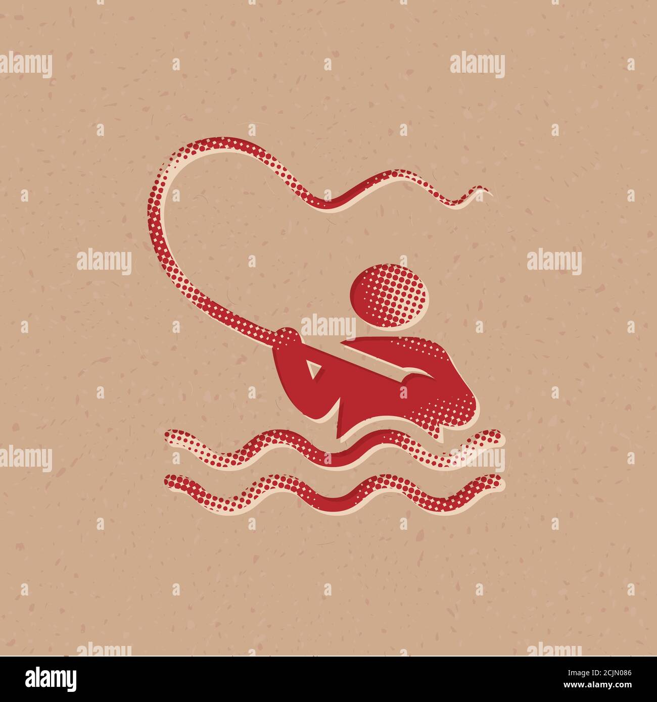 Fishing icon in halftone style. Grunge background vector illustration ...