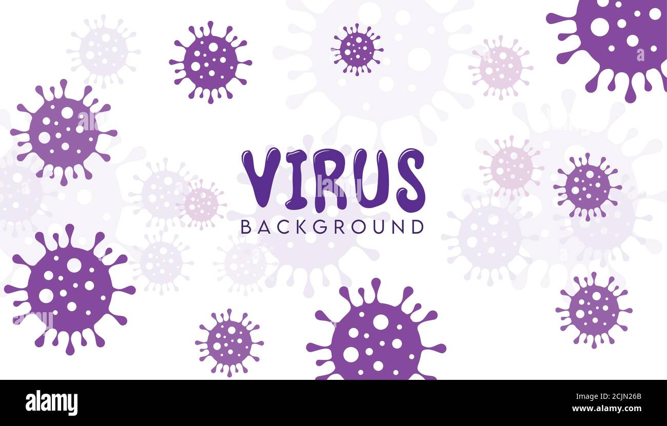 A background with purple virus symbols in vector format Stock Vector