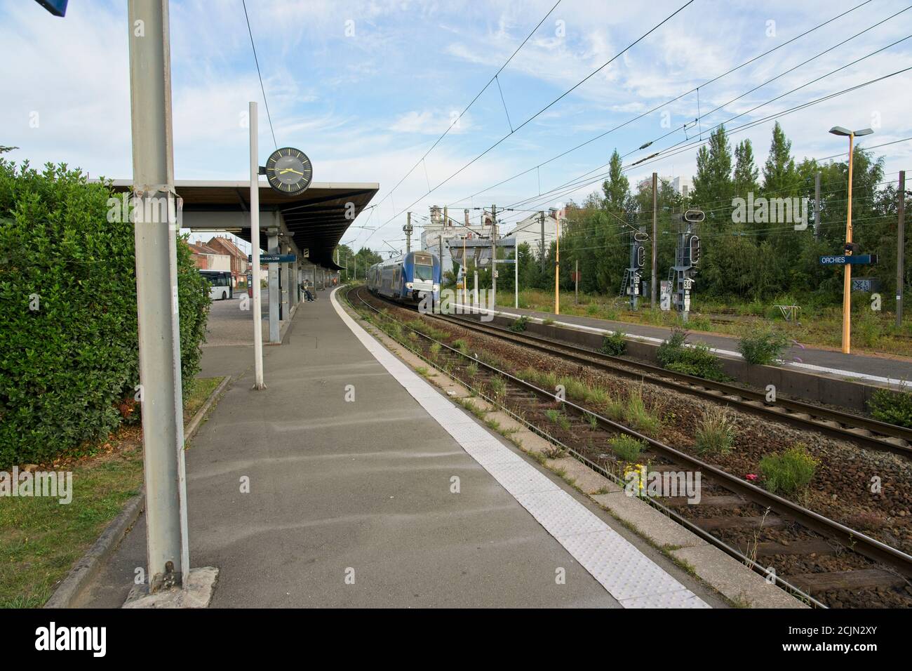 Orchies France - 3 August 2020 - Railway station of Orchies on line from Lille to Valenciennes in France Stock Photo