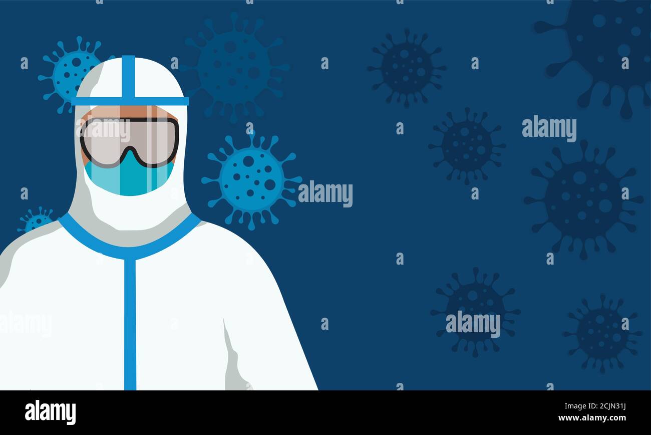 A vector illustration format for a man wearing protective clothing to