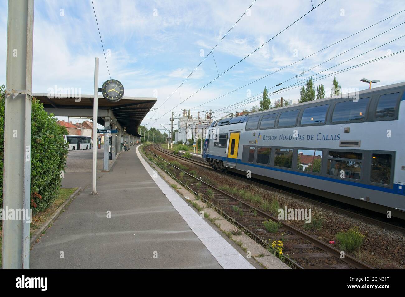 Orchies France - 3 August 2020 - Railway station of Orchies on line from Lille to Valenciennes in France Stock Photo