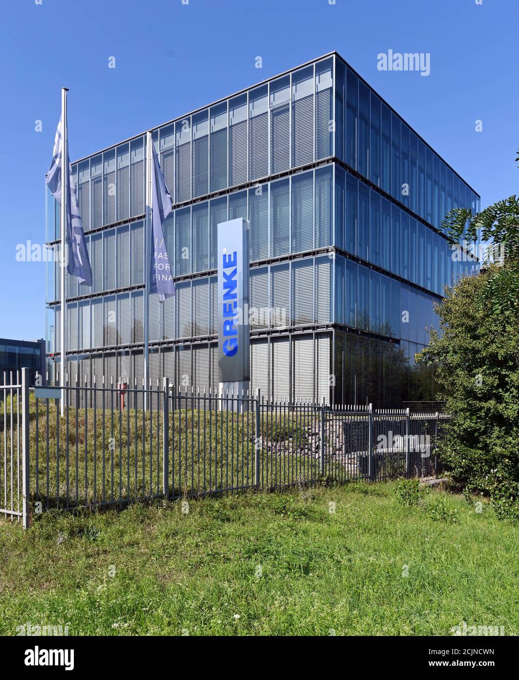 Baden Baden Germany 15th Sep 2020 Flags With The Lettering Of The Financial Service Provider Grenke Ag Are Waving At The Headquarters Of The Mdax Listed Stock Corporation A So Called Short Attack On