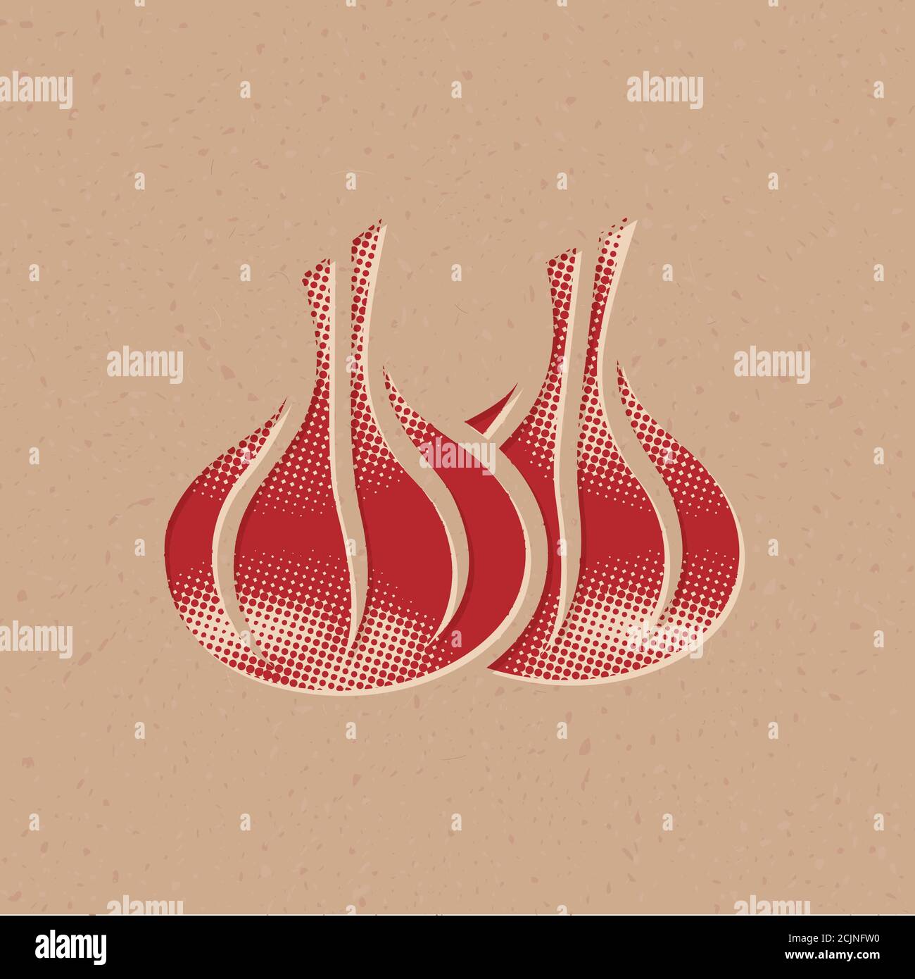 Garlic icon in halftone style. Grunge background vector illustration ...