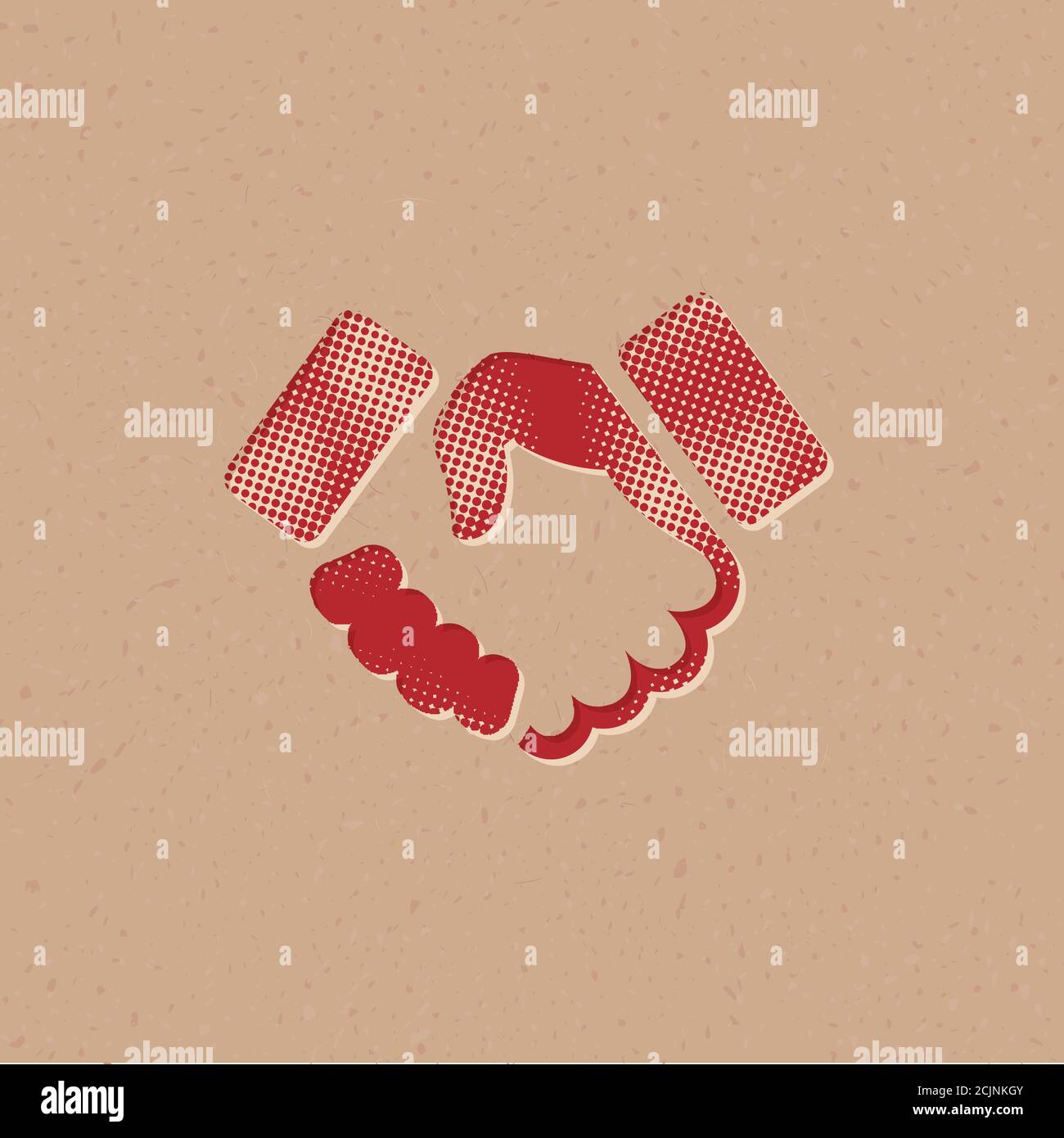 Handshake icon in halftone style. Grunge background vector illustration ...