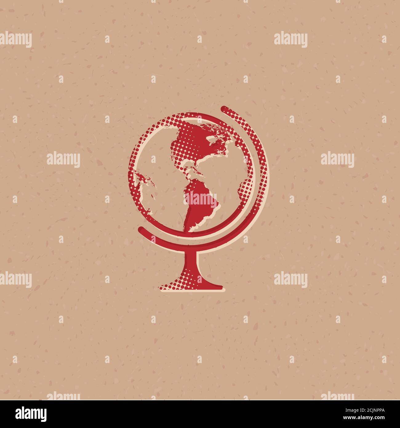 Globe icon in halftone style. Grunge background vector illustration ...
