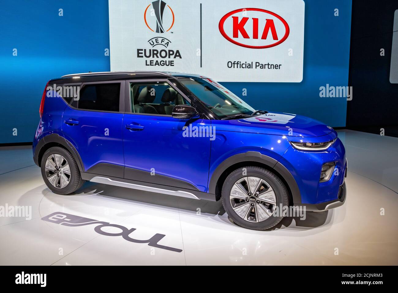 Kia e-Soul electric car at the 89th Geneva International Motor Show. Geneva, Switzerland - March 5, 2019. Stock Photo