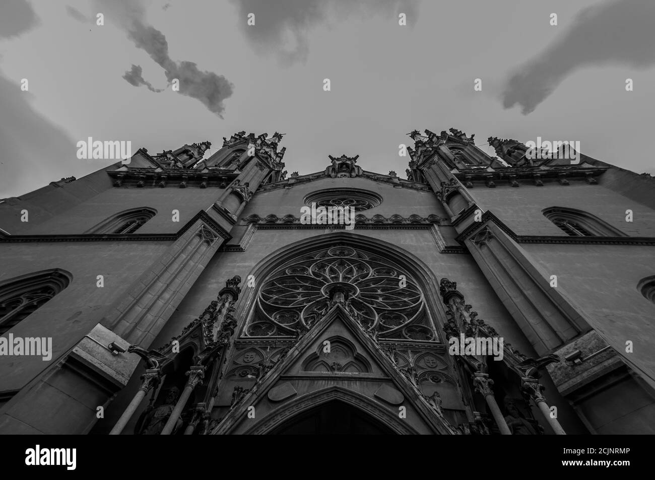 Grayscale low angle shot of a cathedral - perfect for background Stock ...