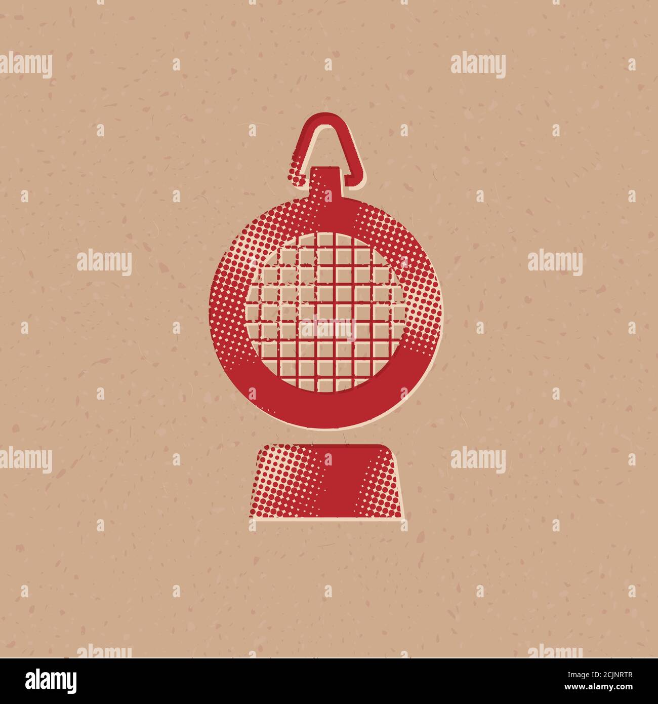 Hazard light icon in halftone style. Grunge background vector ...