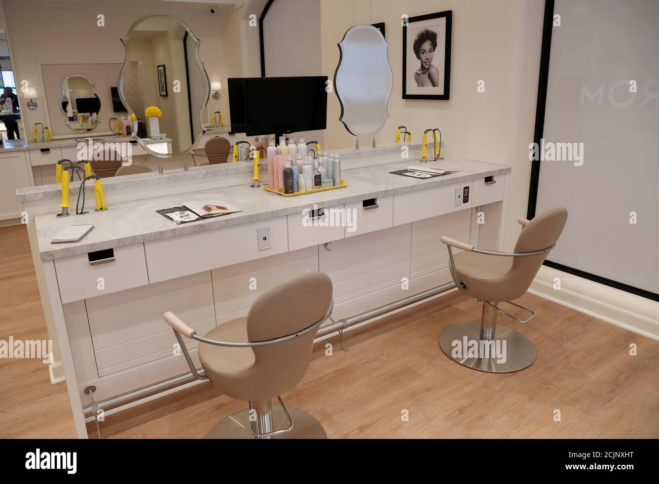 The hair blowout bar of the Nordstrom flagship store is seen during a media preview in New York