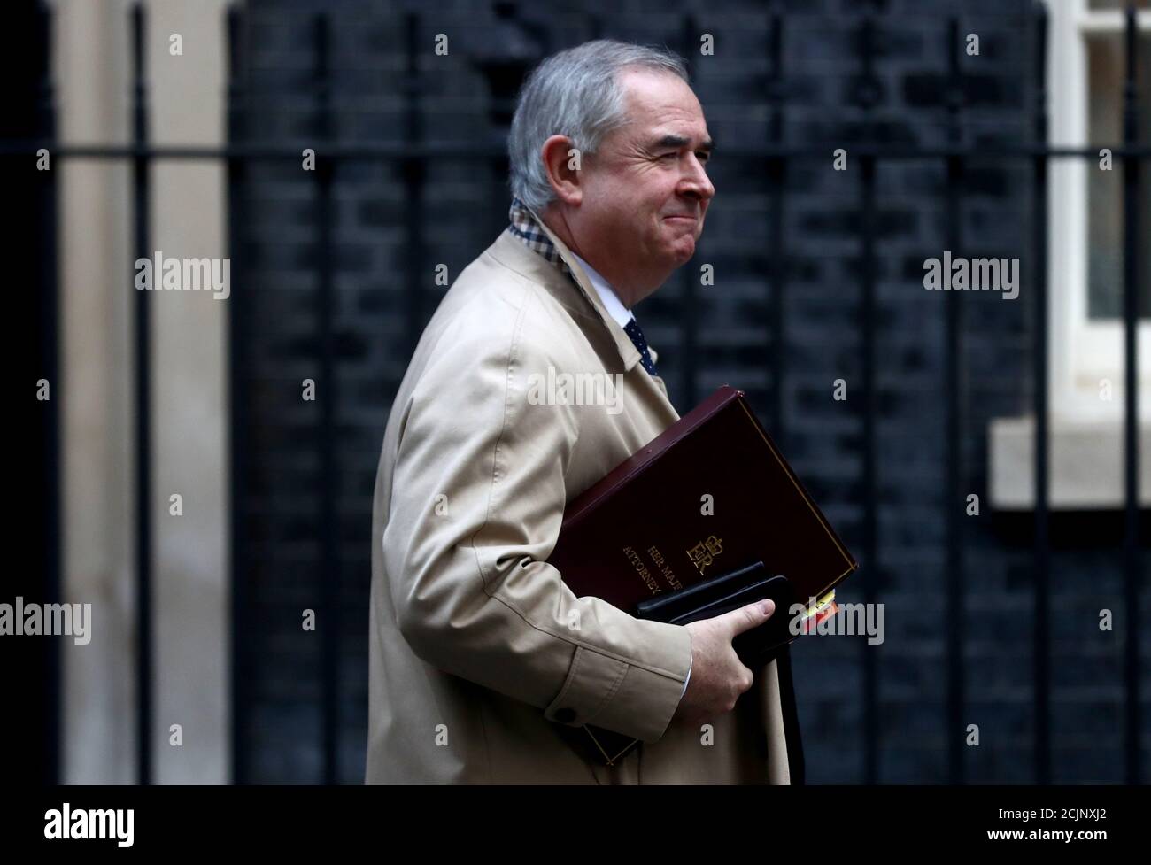 Britain's Attorney General Geoffrey Cox walks outside Downing Street in London, Britain October 22, 2019. REUTERS/Simon Dawson Stock Photo