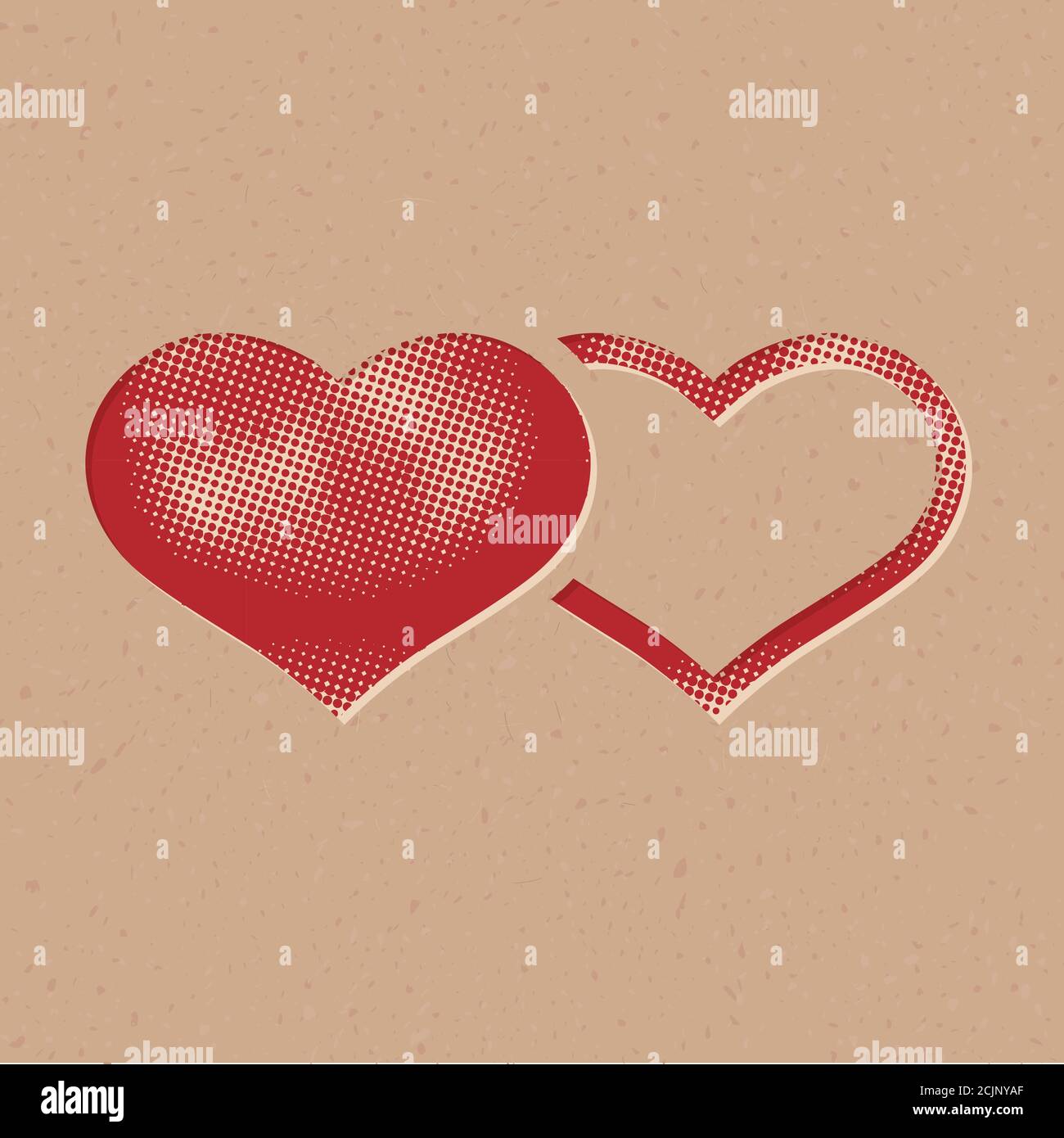 Heart shape icon in halftone style. Grunge background vector ...
