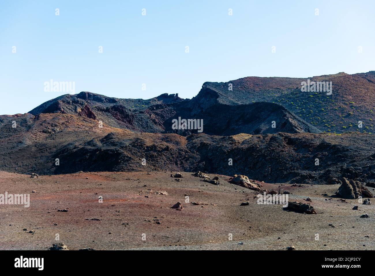 Unique panoramic view of spectacular lava river flows from a huge ...