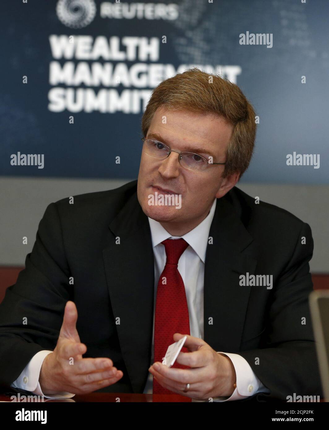 Peter Charrington, Global Head of Citi Private Bank, answers a question during the Reuters Global Wealth Management Summit in New York June 8, 2015.  REUTERS/Shannon Stapleton Stock Photo