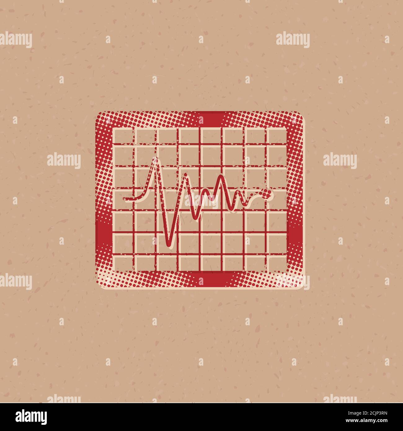 Heart rate monitor icon in halftone style. Grunge background vector ...
