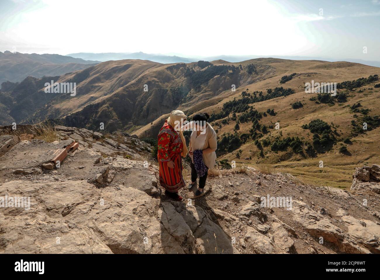 Women From Berber Kabylie Region Are Pictured Near The Azrou N Thor Zenith Rock Mausoleum At The Top Of The Djurdjura Mountain In Tizi Ouzou Province Algeria August 3 2018 Picture Taken August