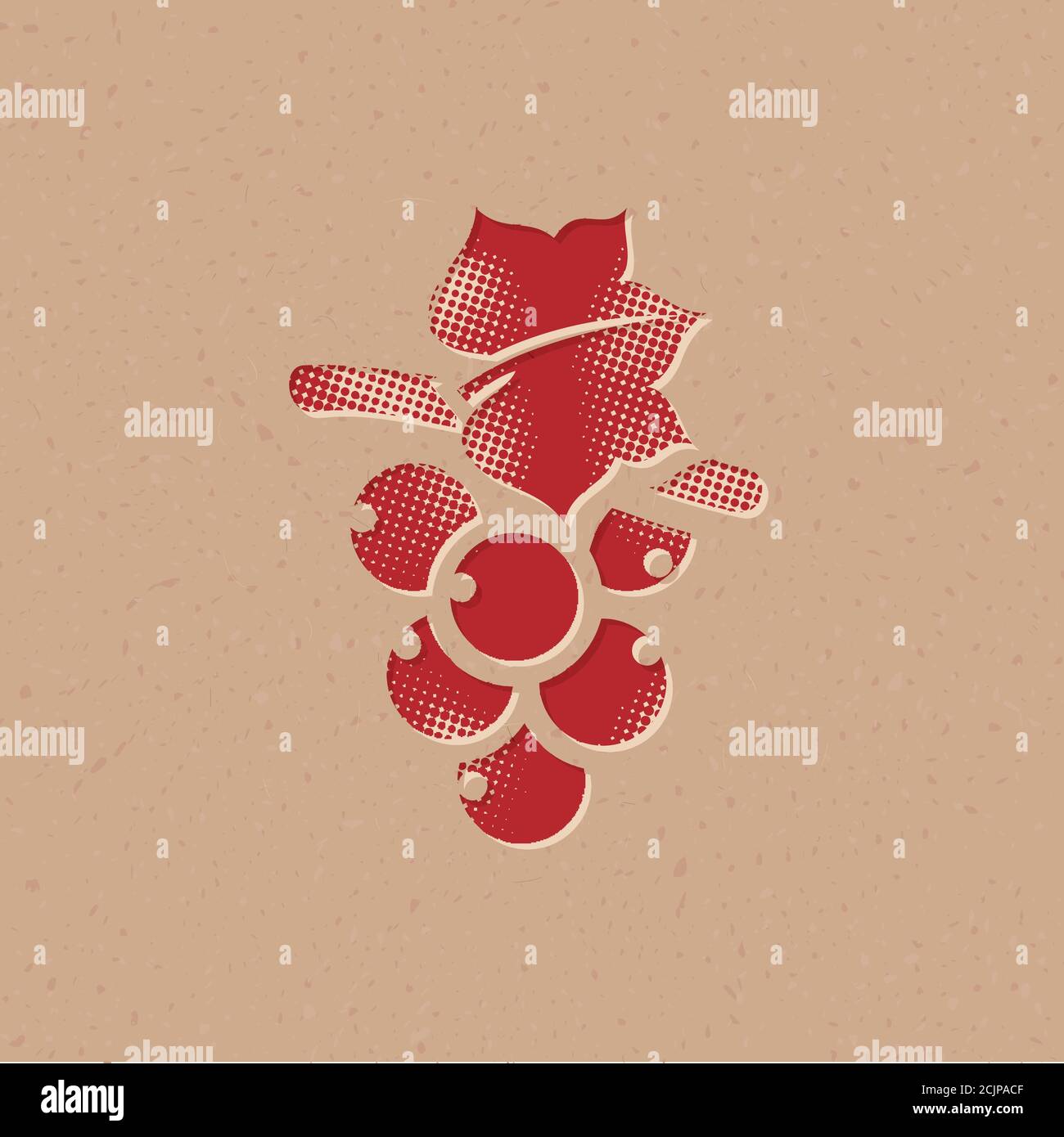Grape icon in halftone style. Grunge background vector illustration ...