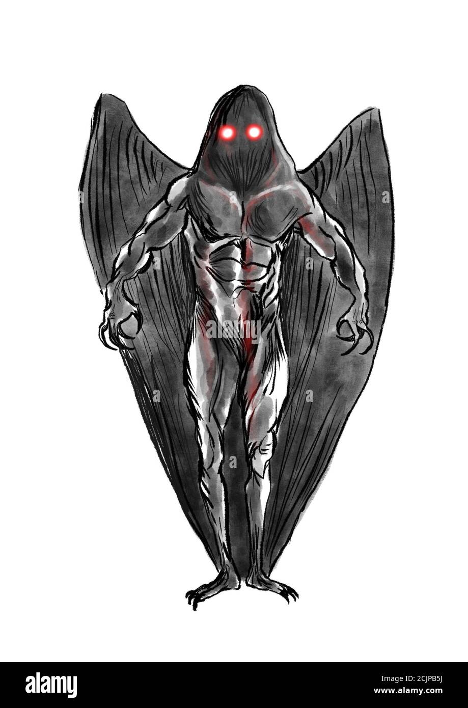 THE MOTHMAN Illustration of a Cryptid monster Stock Photo