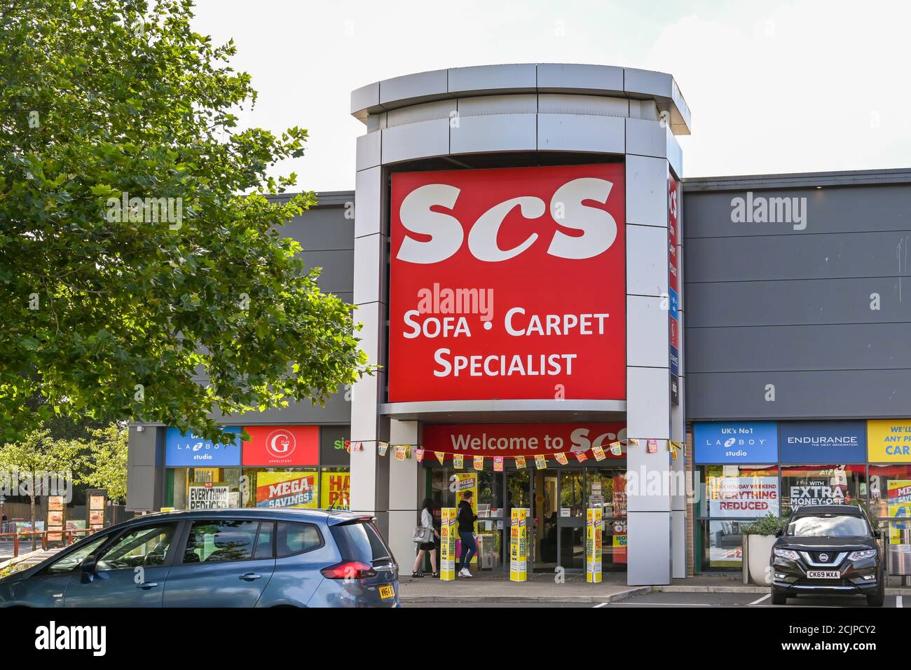 Cardiff, Wales August 2020 Entrance to a branch of the SCS chain of