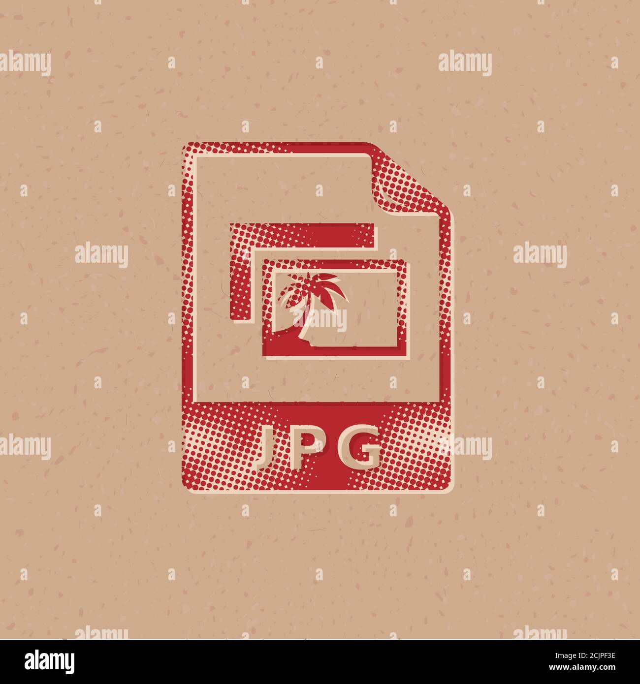 Picture file format icon in halftone style. Grunge background vector ...