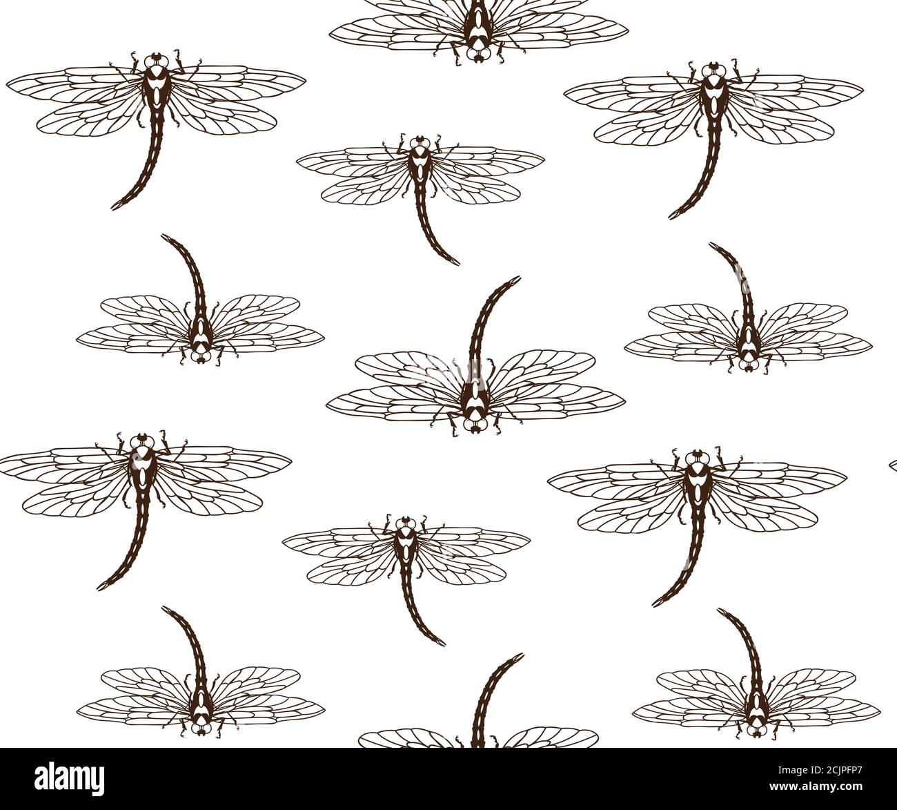 pattern with dragonflies fluttering through space Stock Vector