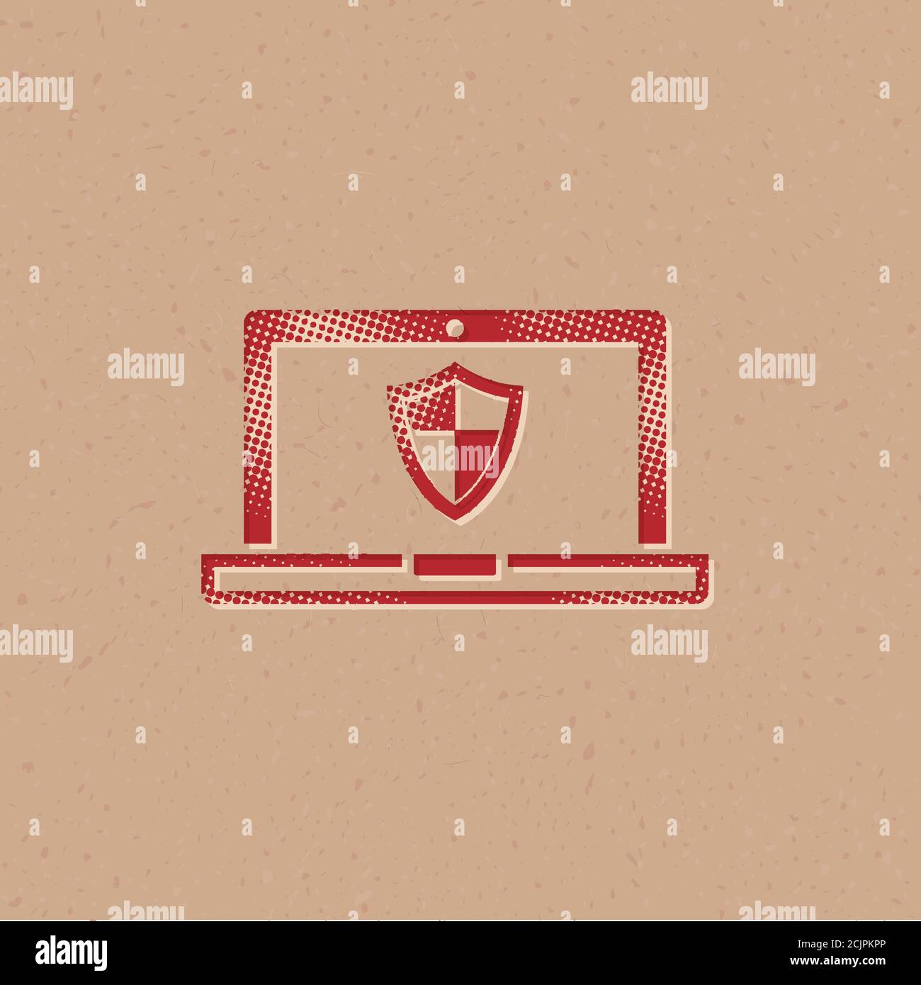 Laptops icon in halftone style. Grunge background vector illustration. Stock Vector
