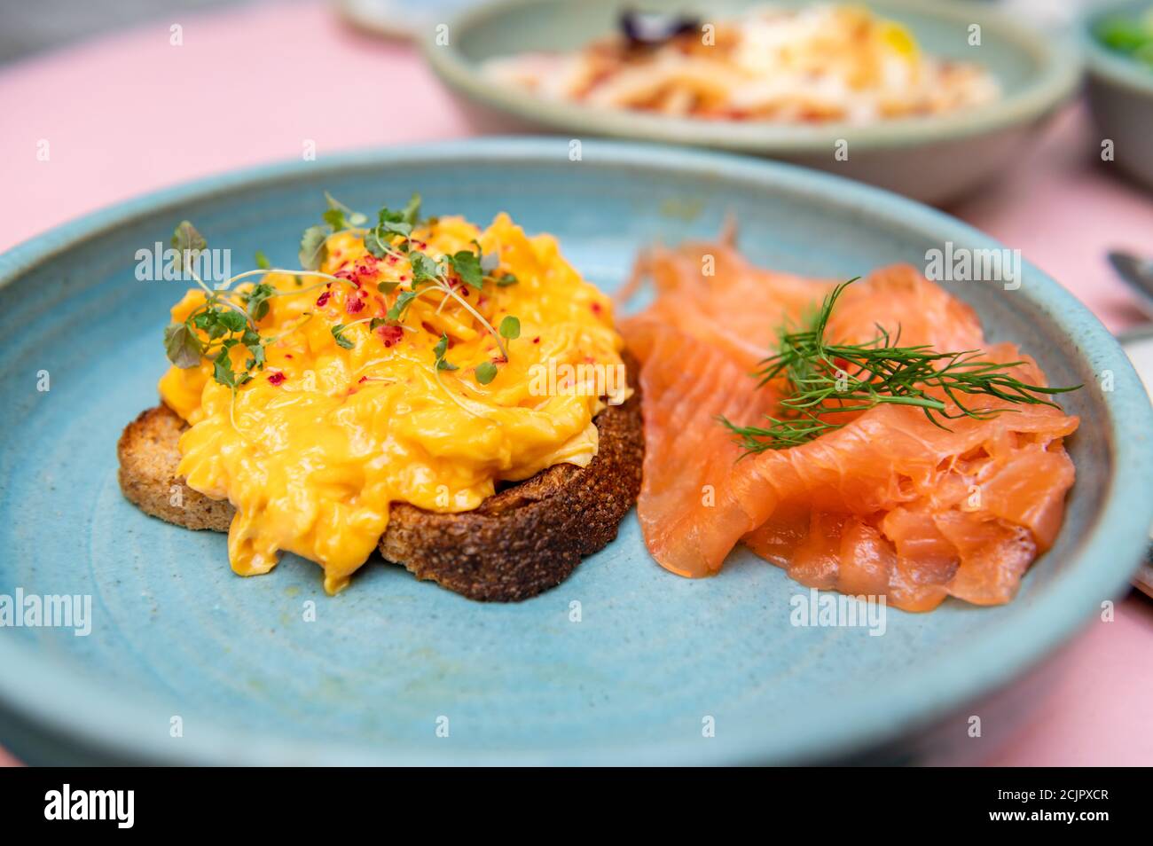 Smoked Salmon Scramble Stock Photo