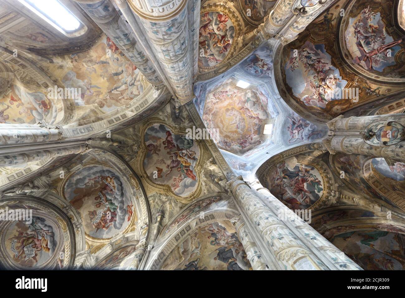 Cathedral of Santa Maria Assunta (frescoed ceiling by Federico Cervelli), Asti, Piedmont, Italy. Stock Photo