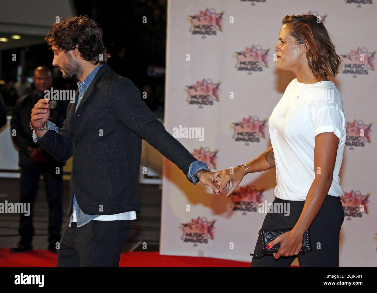 French Singer Jeremy Frerot L Of Frero Delavega Music Group Arrives With His Partner Former Olympic Champion Laure Manaudou For The Nrj Music Awards Ceremony At The Festival Palace In Cannes