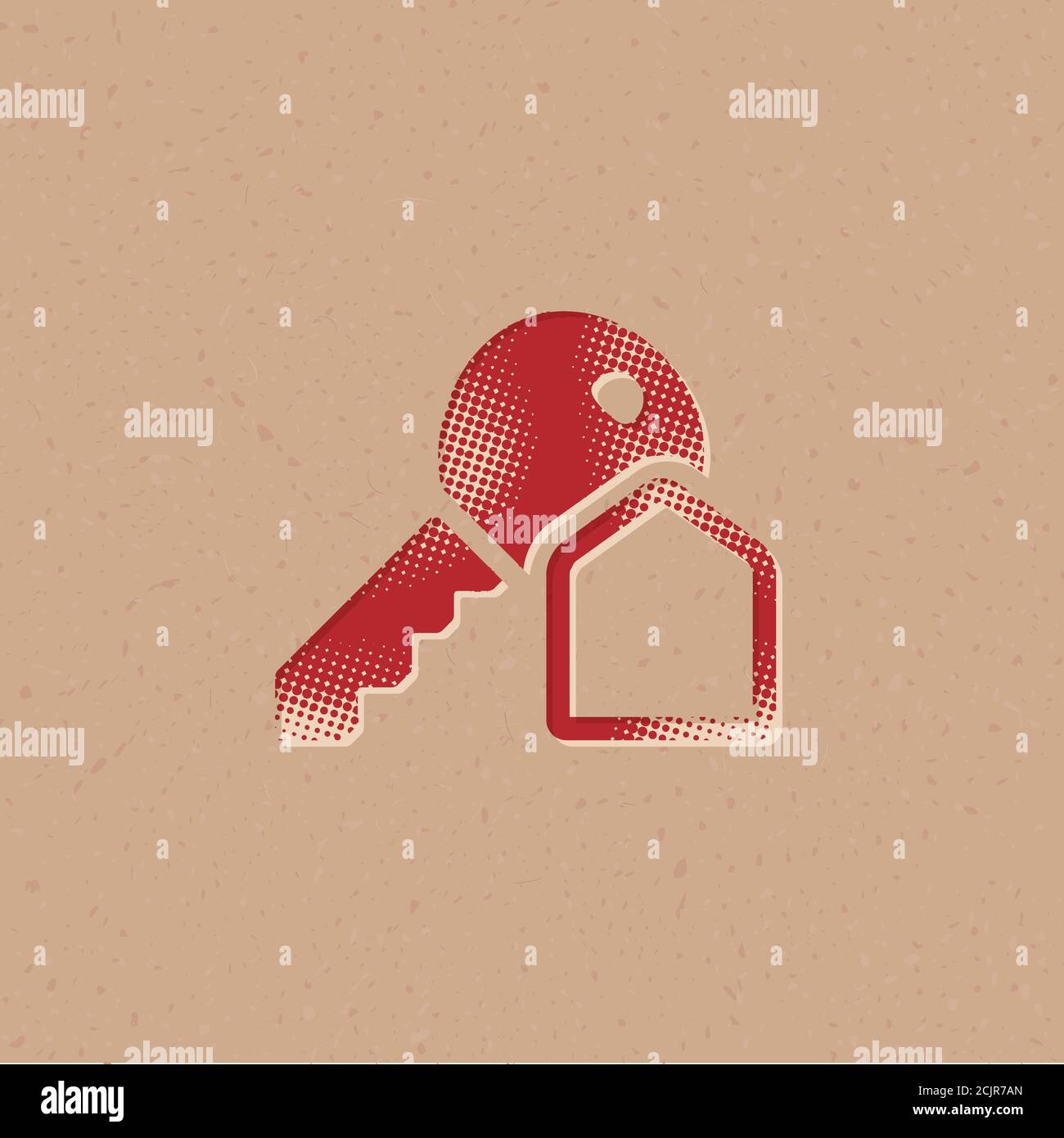 Key icon in halftone style. Grunge background vector illustration Stock ...