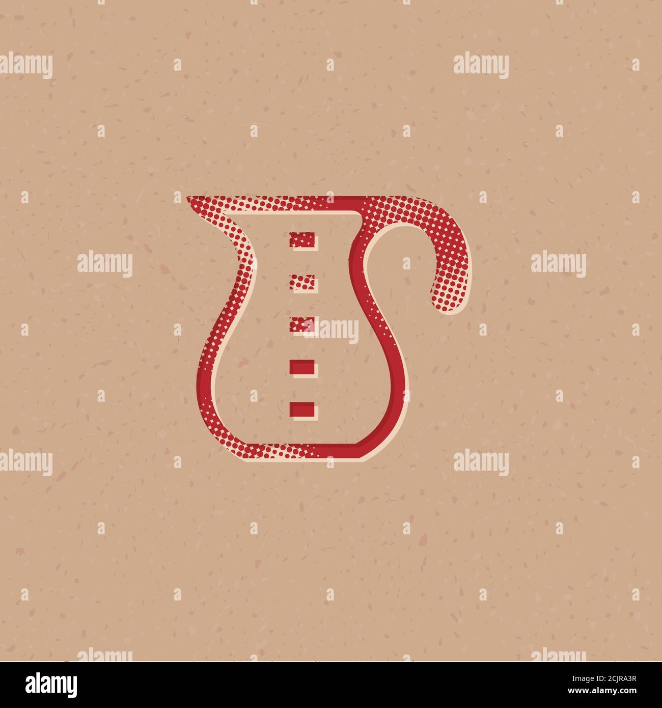 Measure jug icon in halftone style. Grunge background vector illustration. Stock Vector