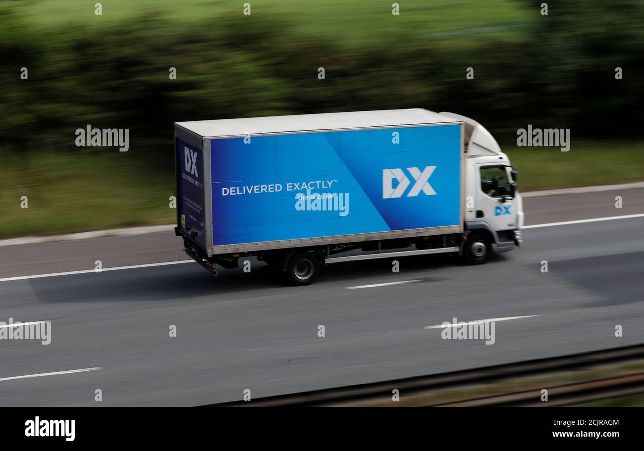 A Delivery Van From Courier Service Dx Travels Along The M56 Motorway Near Manchester June 4 18 Reuters Phil Noble Stock Photo Alamy