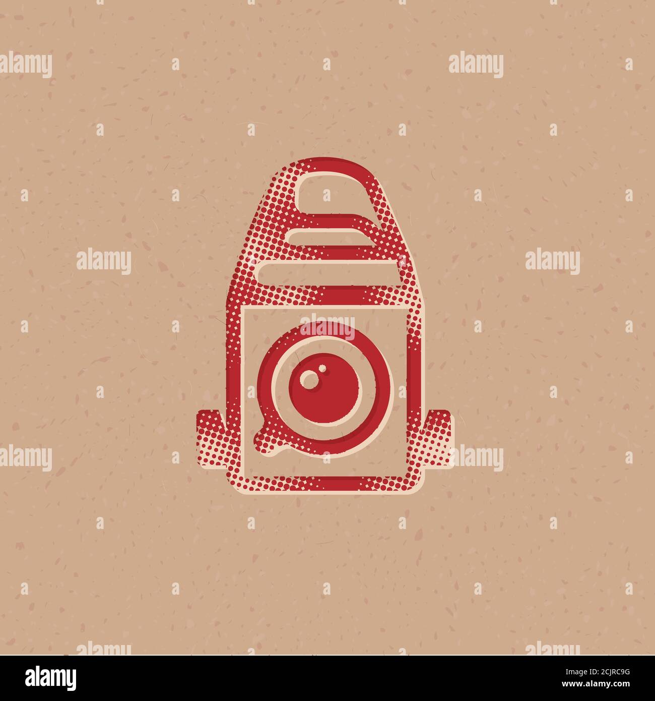 Camera icon in halftone style. Grunge background vector illustration. Stock Vector
