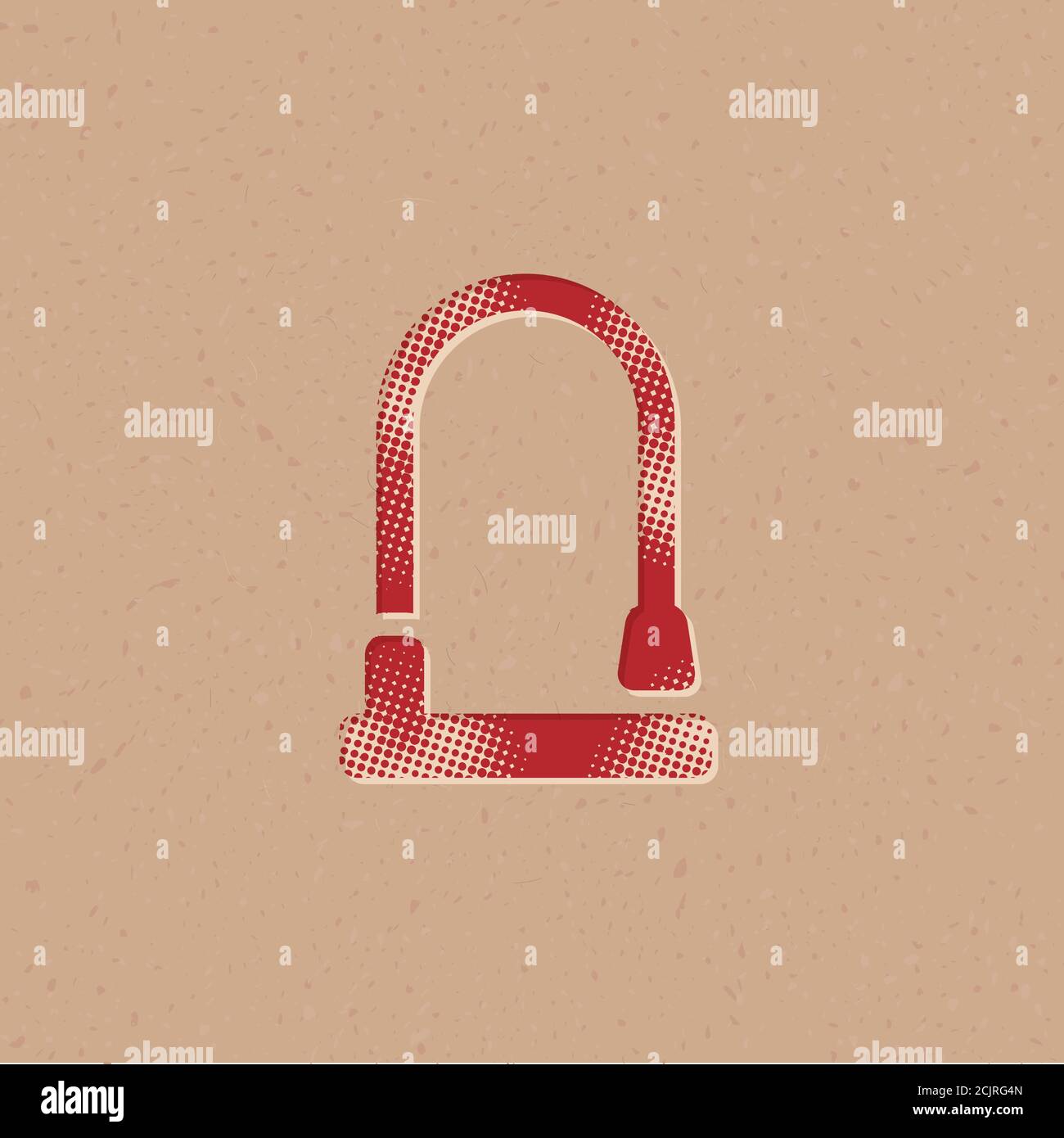 Bicycle lock in halftone style. Grunge background vector illustration. Stock Vector