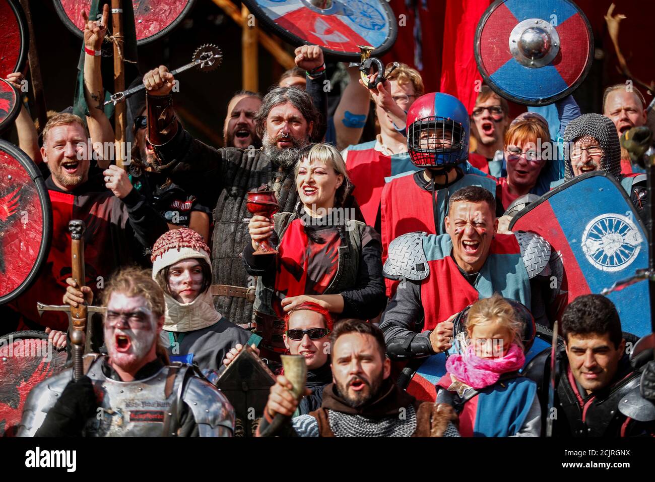 People attend the "Pedal Battle" games, knight games for bicycle, in Berlin,  Germany, September 28, 2019. REUTERS/Hannibal Hanschke Stock Photo - Alamy