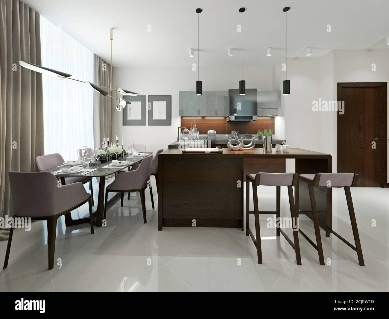 Purple kitchen cabinets hi-res stock photography and images - Alamy