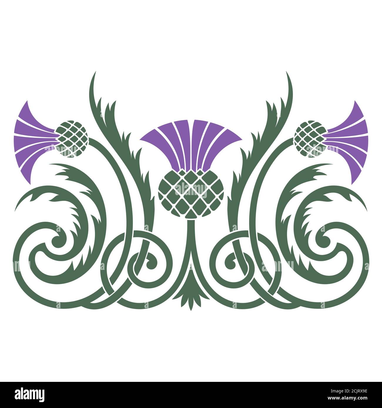 Design of leaves and flowers of the Thistle in Celtic style Stock Vector