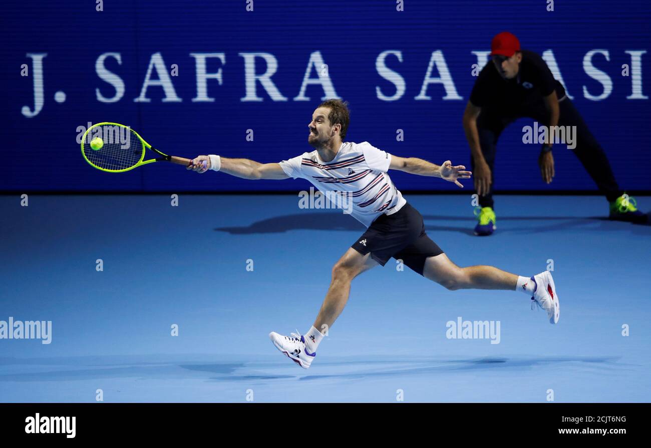 Tennis - ATP 500 - Swiss Indoors Basel - St. Jakobshalle, Basel,  Switzerland - October 24, 2019 France's Richard Gasquet in action during  his second round match against Spain's Roberto Bautista Agut REUTERS/Arnd  Wiegmann Stock Photo - Alamy