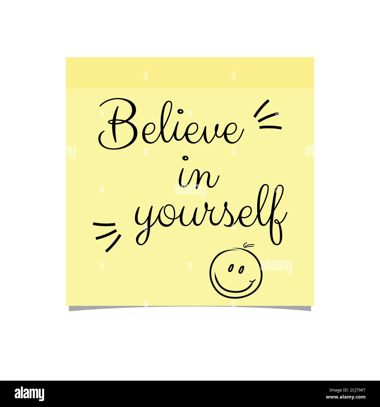 Believe In Yourself Yellow Sticky Note - Vector Illustration With Realistic Shadow -  Isolated On White Background Stock Vector