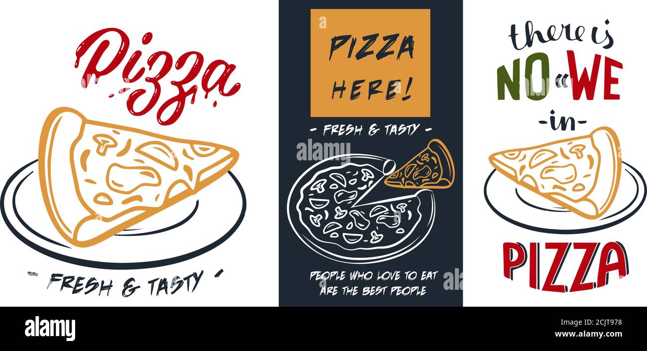Illustration of tasty pizza. Design template. Pizza box design