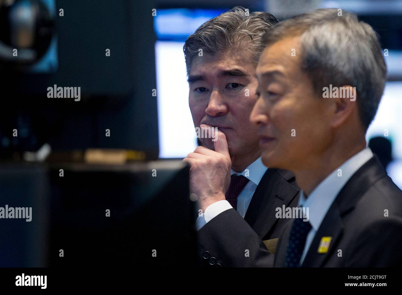 https www alamy com south koreas ambassador to the us ahn ho young r and us ambassador to south korea sung y kim tour the floor at the new york stock exchange may 13 2014 reutersbrendan mcdermid united states tags business politics image373015912 html