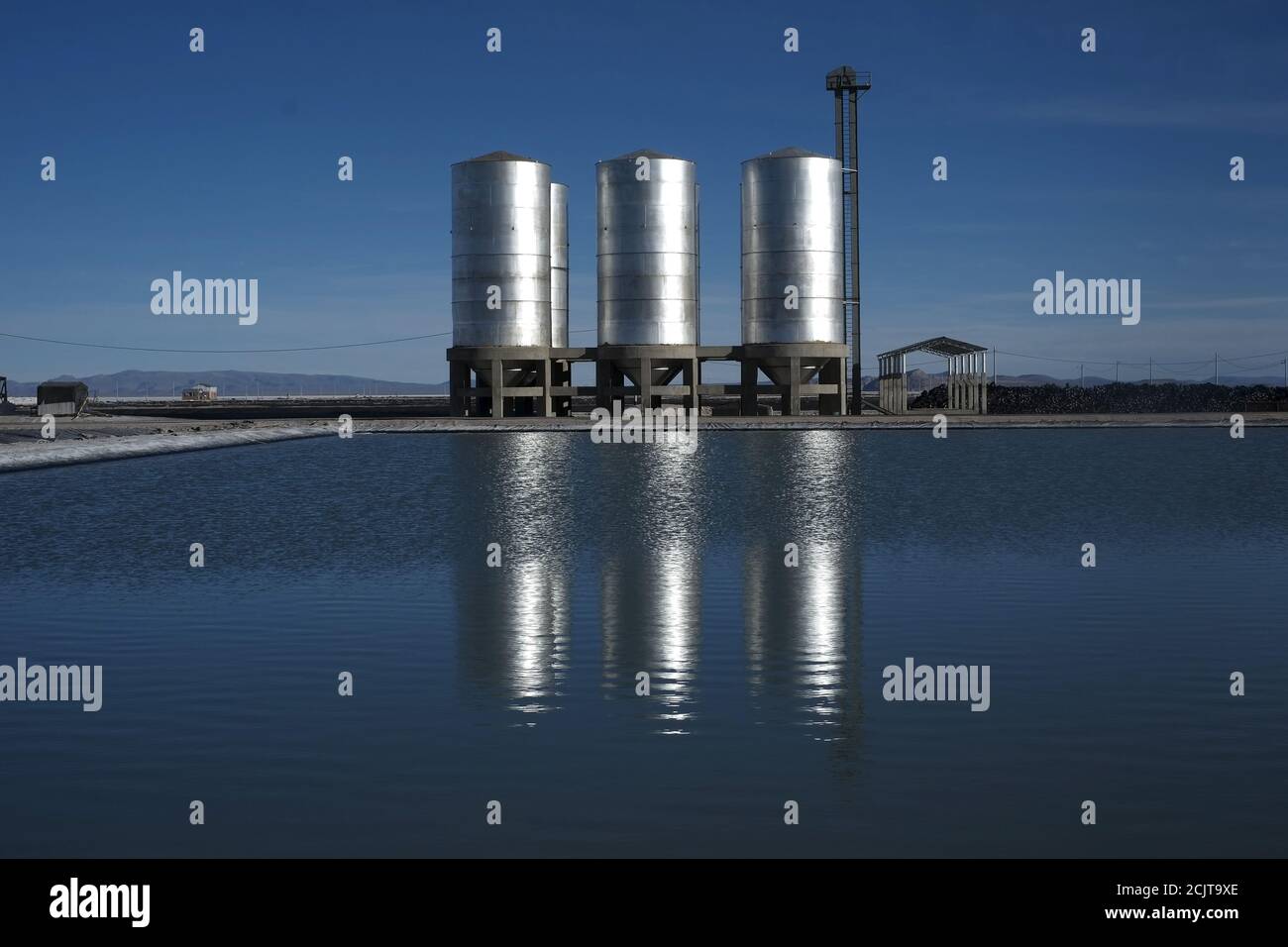 A View Of Silos For Holding Deposits Is Seen Next To A Brine Pool In Uyuni Salt Lake Bolivia August 15 15 Uyuni Salt Lake Holds The World S Largest Reserve Of Lithium