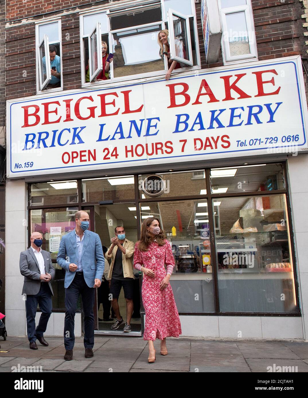 The Duke and Duchess of Cambridge leave after a visit to the Beigel