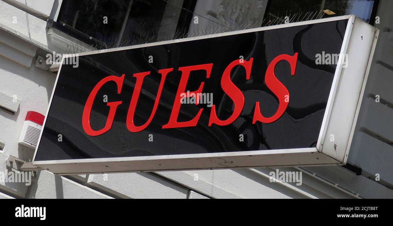 The logo of U.S. clothing manufacturer Guess is seen outside a store in  Vienna, Austria, June 4, 2016. REUTERS/Leonhard Foeger Stock Photo - Alamy