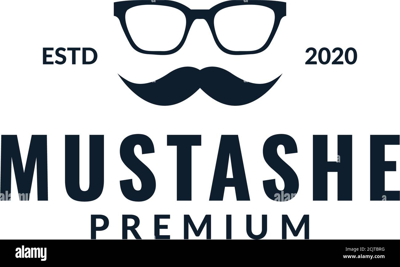 masculine mustache with sunglasses logo design  silhouette Stock Vector