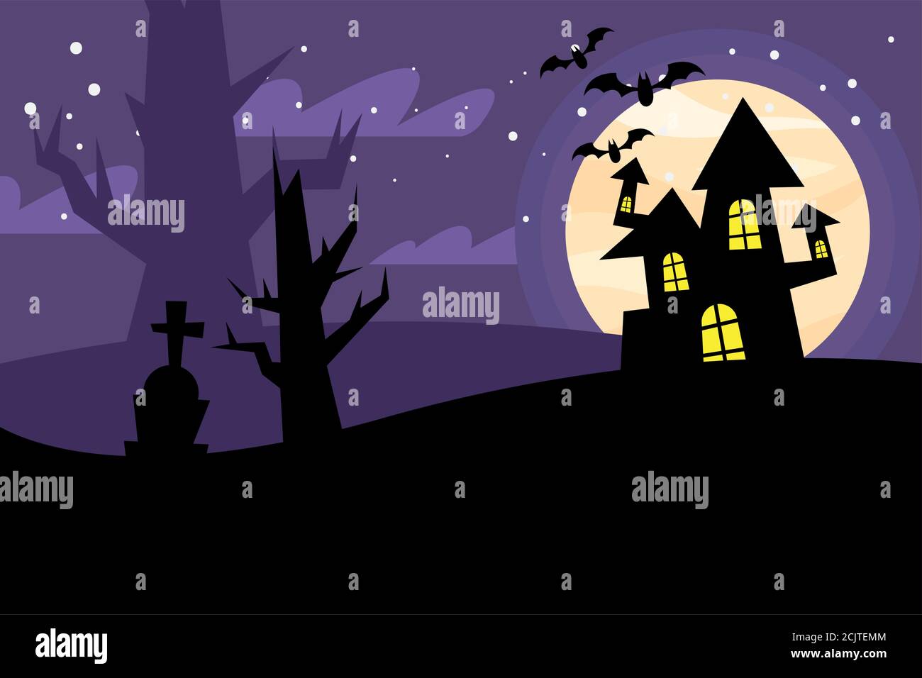 Halloween house at night design, Holiday and scary theme Vector ...