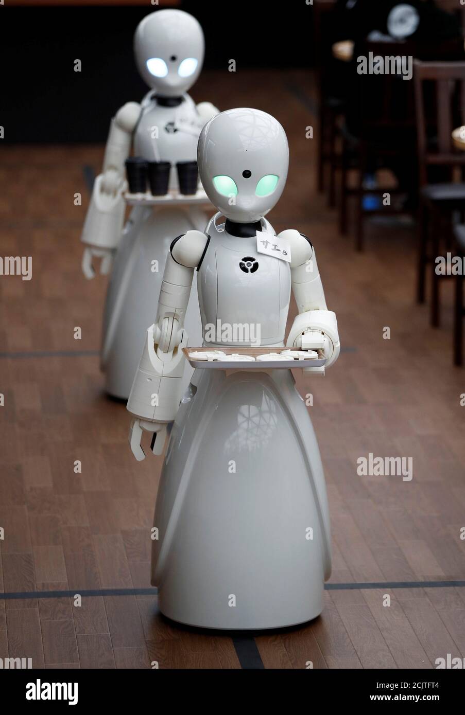 Remotely controlled robots OriHime-D, developed by Ory Lab Inc. to promote  employment of disabled people, serve customers at a cafe in Tokyo, Japan  November 26, 2018. REUTERS/Issei Kato Stock Photo - Alamy