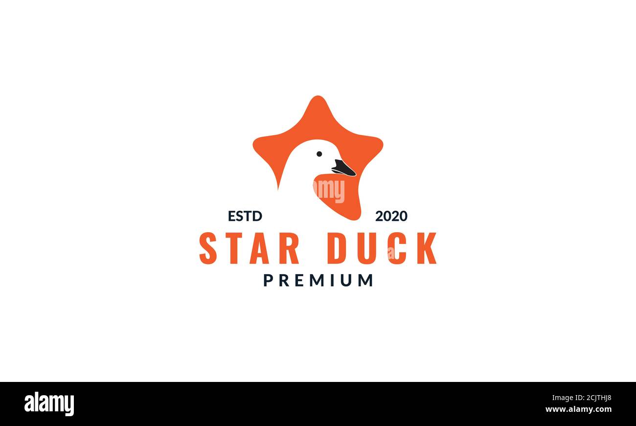 animal bird goose or duck in star silhouette  logo design Stock Vector