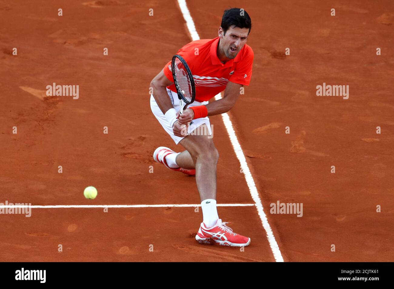 Tennis - ATP 1000 - Madrid Open - The Caja Magica, Madrid, Spain - May 12,  2019 Serbia's Novak Djokovic in action during the final against Greece's  Stefanos Tsitsipas REUTERS/Javier Barbancho Stock Photo - Alamy