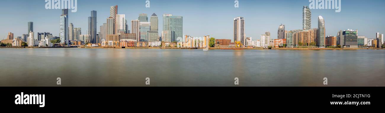 Panoramic view of The Isle Of Dogs London Stock Photo